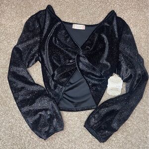 Altar'd State Black Glitter Crop Top